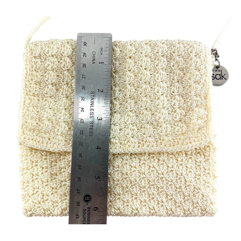 The Sak Cream Crochet Crossbody Bag Ivory Knit Boho Small Purse Magnetic Flap - Picture 6 of 7
